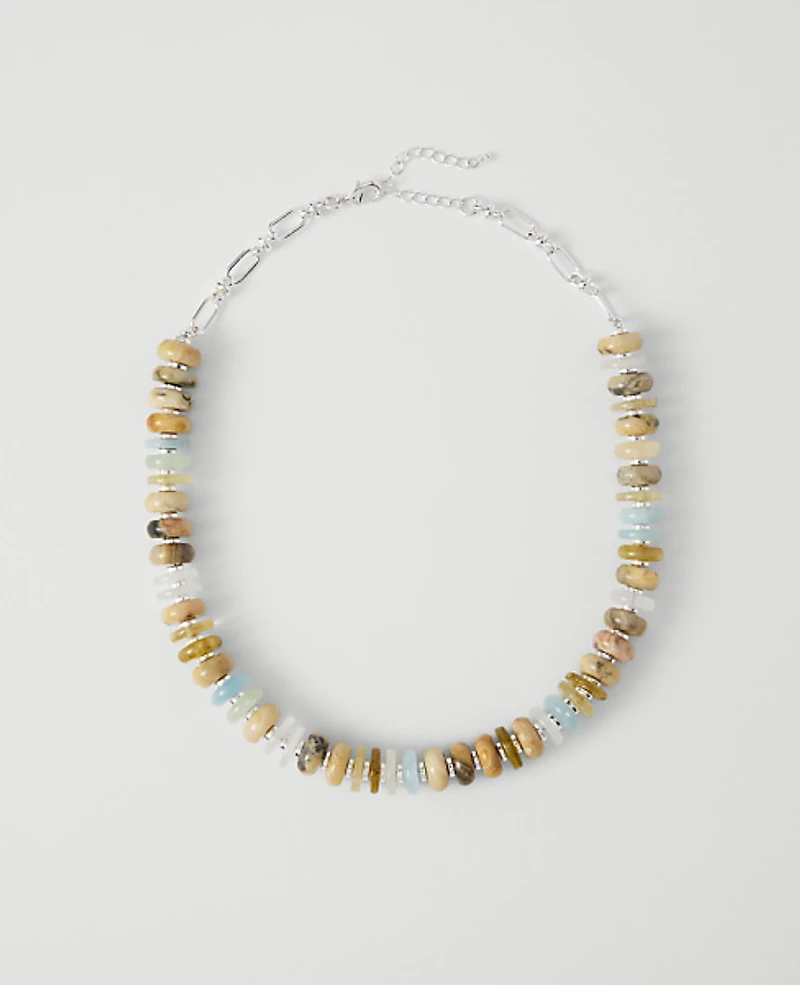 Ann Taylor Mixed Stone Necklace Brown Stone Women's