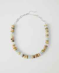 Ann Taylor Mixed Stone Necklace Brown Stone Women's