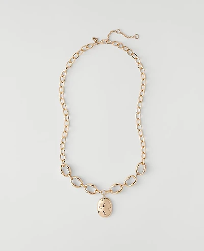 Ann Taylor Mixed Chain Pendant Necklace Goldtone Women's