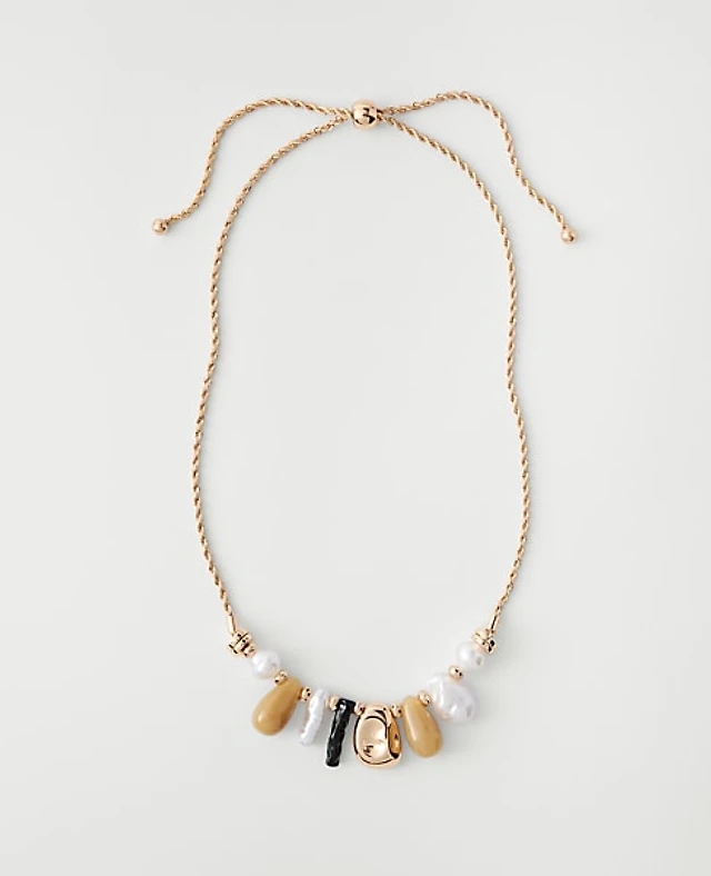 Ann Taylor Mixed Stone Pendant Necklace Goldtone Women's