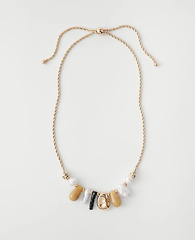 Ann Taylor Mixed Stone Pendant Necklace Goldtone Women's