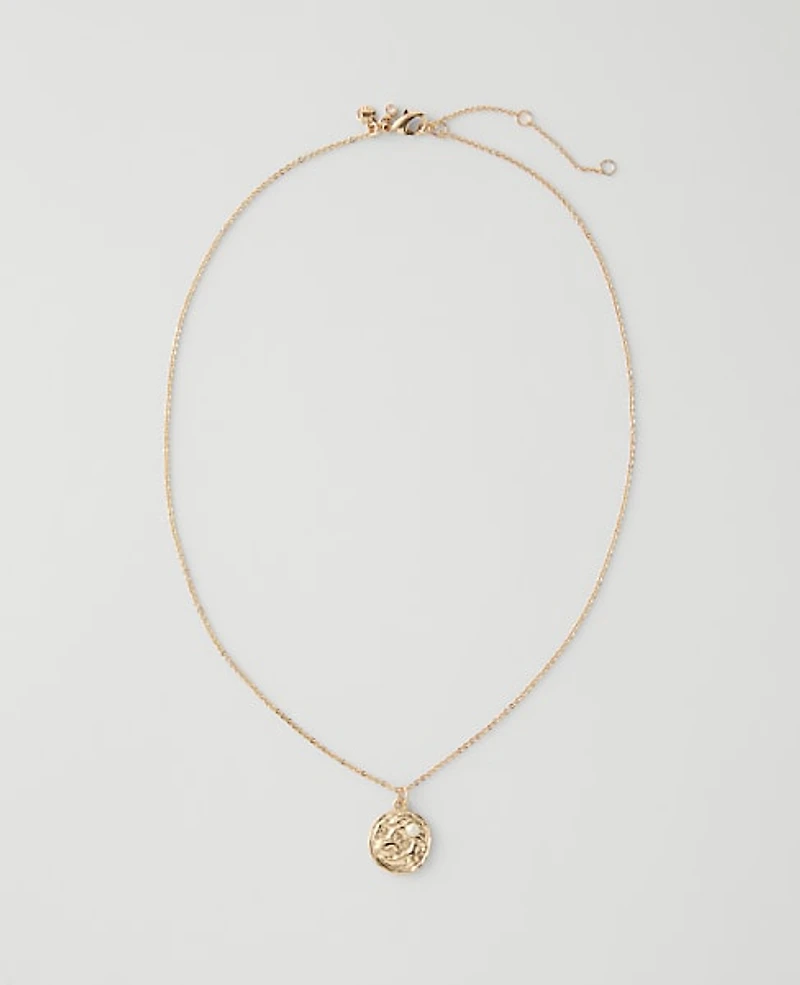 Ann Taylor Textured Pendant Necklace Goldtone Women's