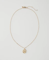 Ann Taylor Textured Pendant Necklace Goldtone Women's