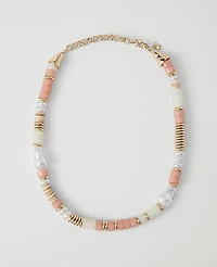 Ann Taylor Stone Pearl Statement Necklace Pink Peony Women's
