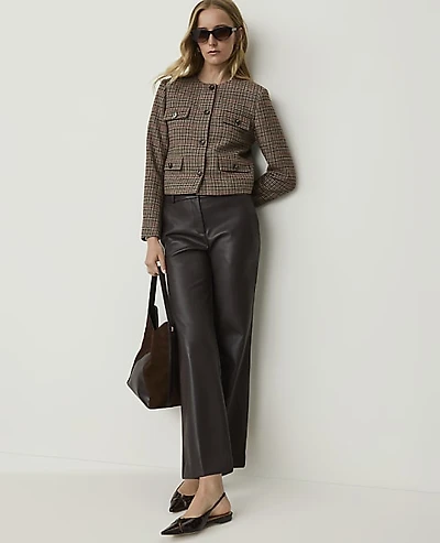 Ann Taylor The Jayne Crop Trouser Faux Leather Pure Chocolate Women's