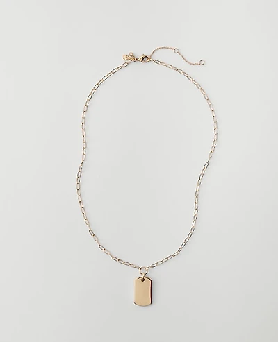 Ann Taylor Rectangle Pendant Necklace Goldtone Women's