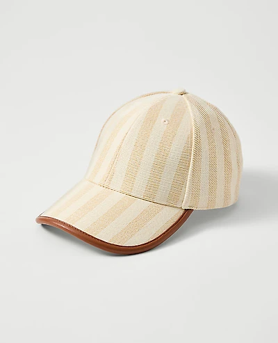Ann Taylor Striped Baseball Cap Neutral Women's