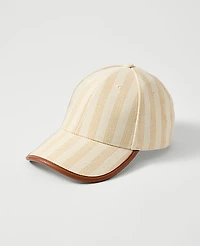 Ann Taylor Weekend Striped Baseball Cap Neutral Women's