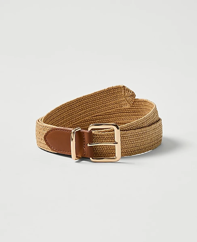 Ann Taylor Straw Square Buckle Belt Natural Women's
