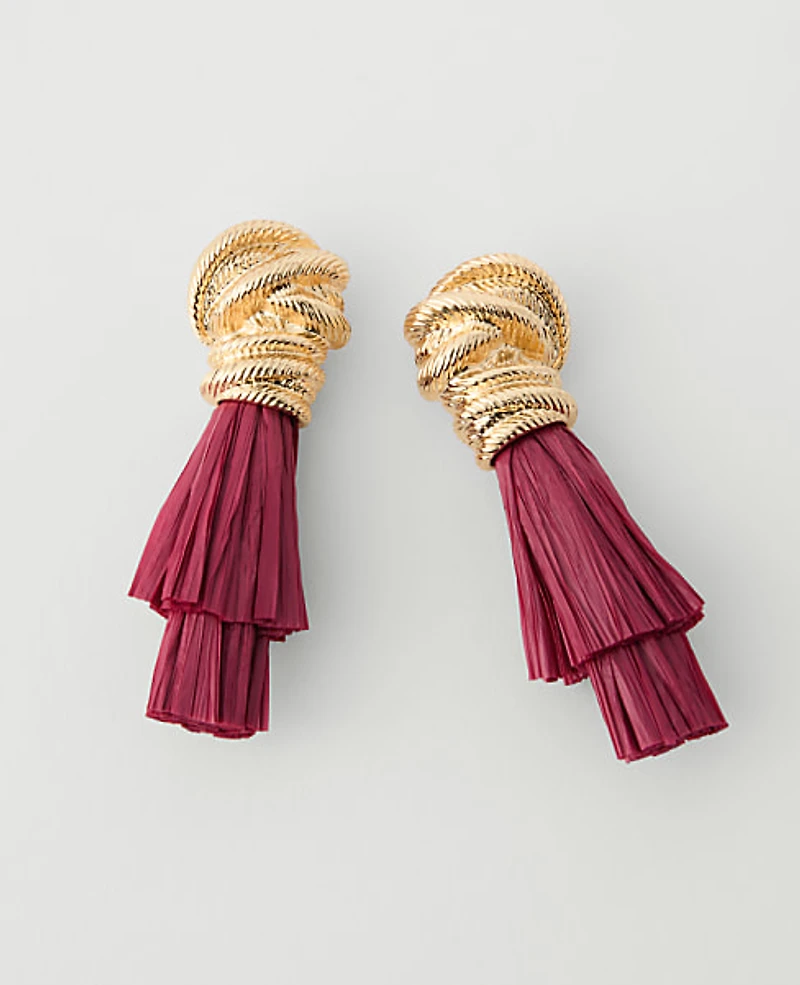 Ann Taylor Knotted Tassel Drop Earrings Goldtone Women's