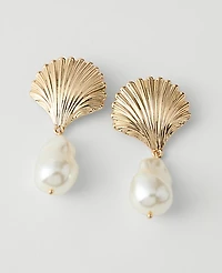 Ann Taylor Pearl Shell Drop Earrings Goldtone Women's