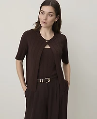 Ann Taylor Mixed Stitch Short Sleeve Cardigan Women's