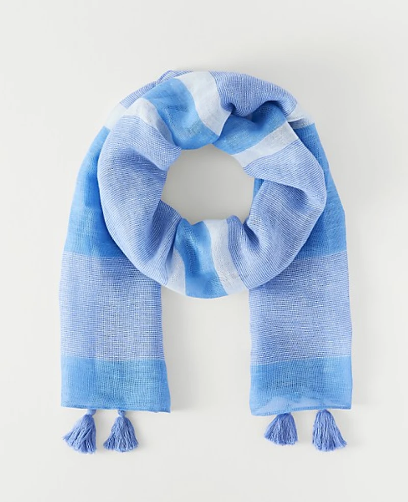 Ann Taylor Weekend Striped Scarf Vista Blue Women's