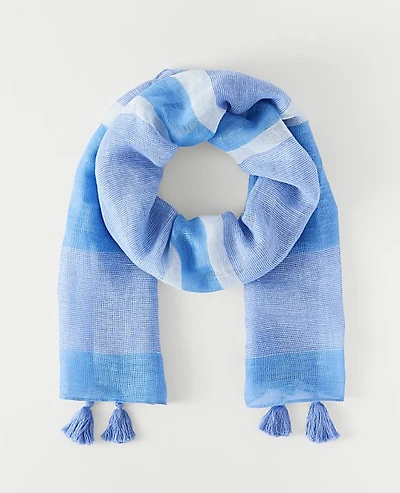 Ann Taylor Weekend Striped Scarf Vista Blue Women's