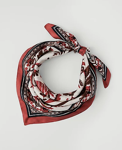 Ann Taylor Palm Print Silk Scarf White Women's