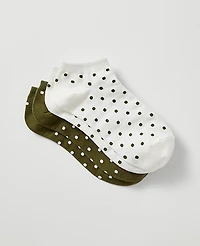Ann Taylor Polka Dot Ankle Sock Set Fresh Cut Green Women's