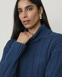Ann Taylor Petite Ribbed Turtleneck Sweater Moonlit Backdrop Women's
