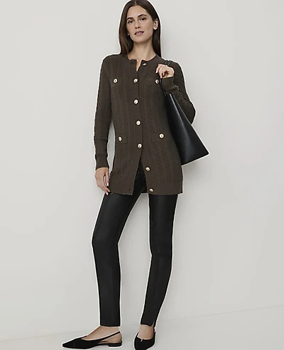 Ann Taylor The Petite Seamed Side Zip Legging Faux Leather Black Women's