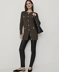 Ann Taylor The Petite Seamed Side Zip Legging Faux Leather Black Women's
