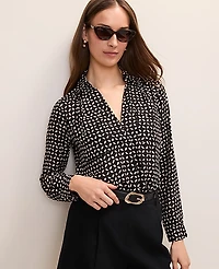 Ann Taylor Batik Camp Shirt Black Women's