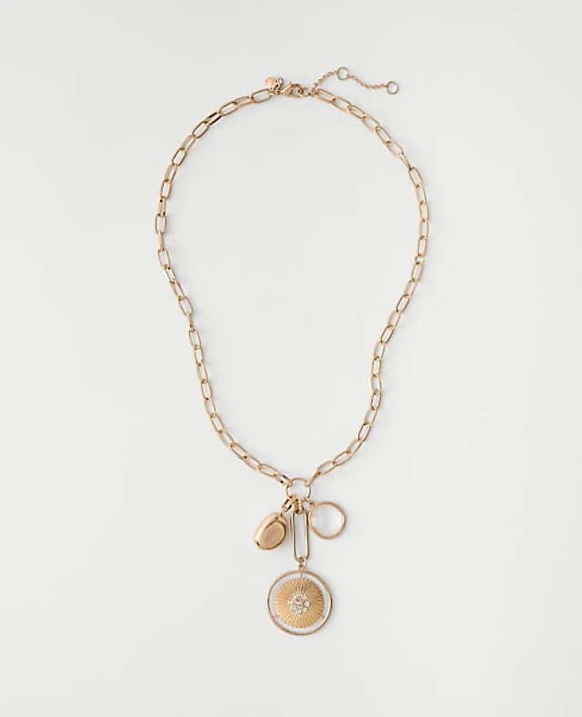Ann Taylor Charm Necklace Goldtone Women's