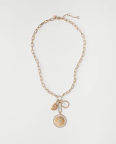 Ann Taylor Charm Necklace Goldtone Women's