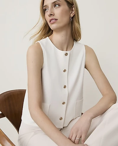 Ann Taylor Button Patch Pocket Top Women's
