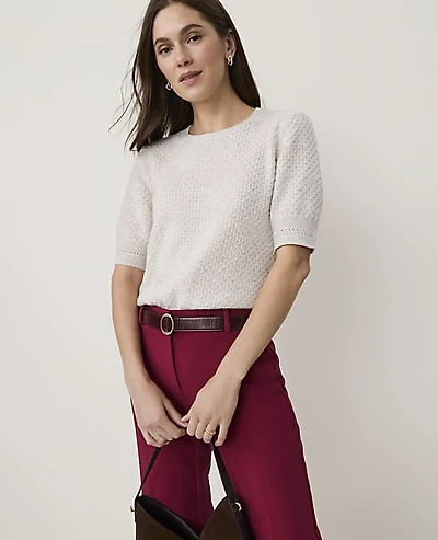 Ann Taylor Petite Pointelle Stitch Wedge T-Shirt Women's