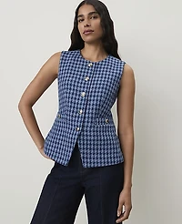Ann Taylor The Petite Cutaway Vest Tweed Double Blue Women's