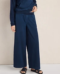 Ann Taylor Haven Well Within Indigo Cotton Terry Wide Leg Pants Size Small Dark Indigo Women's