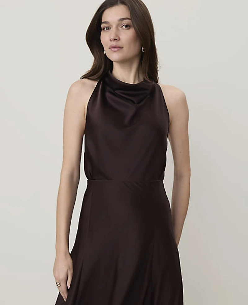 Ann Taylor Satin Cowl Neck Halter Top Women's