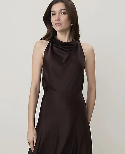 Ann Taylor Satin Cowl Neck Halter Top Women's