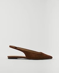 Ann Taylor Suede Slingback Flat Chestnut Brown Women's