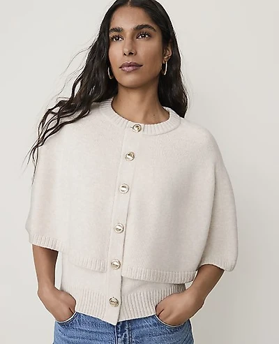 Ann Taylor Short Sleeve Capelet Cardigan Women's