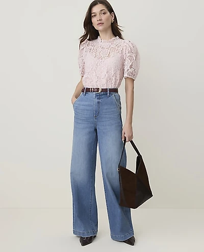 Ann Taylor The Petite Denim Trouser Vintage Light Indigo Wash Women's