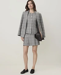 Ann Taylor Petite Plaid Pleated Skirt Blue Women's