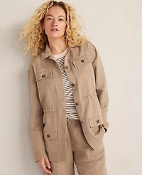 Ann Taylor Haven Well Within Linen Blend Dobby Jacket Neutral Women's