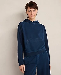 Ann Taylor Haven Well Within Indigo Cotton Terry Hoodie Dark Women's