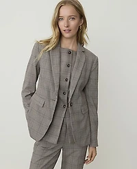 Ann Taylor The Petite Plaid Single Button Blazer Multi Women's