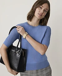 Ann Taylor Petite Pointelle Sleeve Sweater T-Shirt Women's
