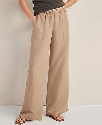 Ann Taylor Haven Well Within Linen Blend Dobby Wide Leg Pants Size Medium Neutral Women's
