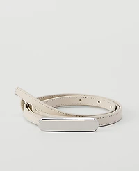 Ann Taylor Skinny Leather Belt Pearl Shadow Women's