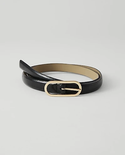 Ann Taylor Skinny Oval Buckle Belt Black Women's
