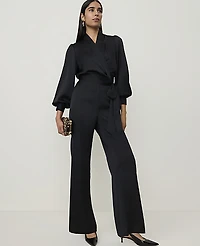 Ann Taylor The Petite Side Zip Pant Satin Black Women's