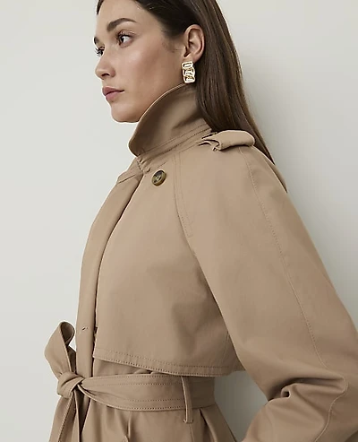 Ann Taylor The Petite Long Belted Trench Coat Cashew Crunch Women's