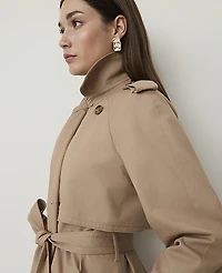 Ann Taylor The Petite Long Belted Trench Coat Cashew Crunch Women's