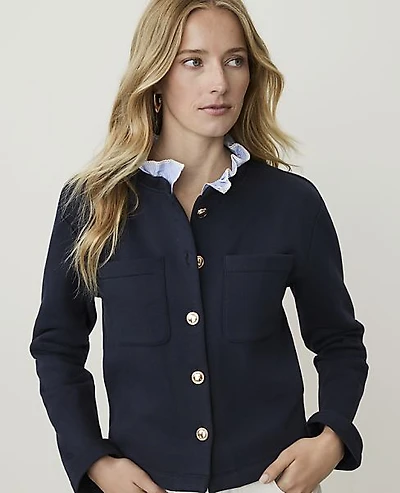 Ann Taylor Weekend Ruffle Collar Jacket Night Sky Women's