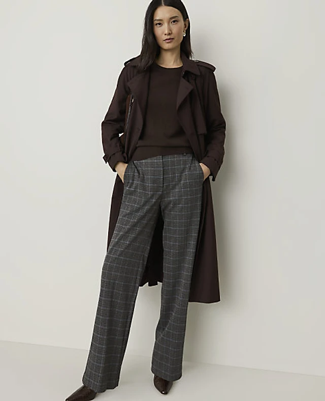 Ann Taylor The Plaid Caroline Pant Multi Brown With Blue Women's
