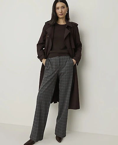 Ann Taylor The Plaid Straight Pant Multi Brown With Blue Women's