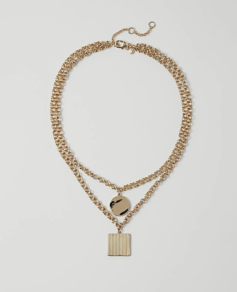 Ann Taylor Layered Pendant Necklace Goldtone Women's